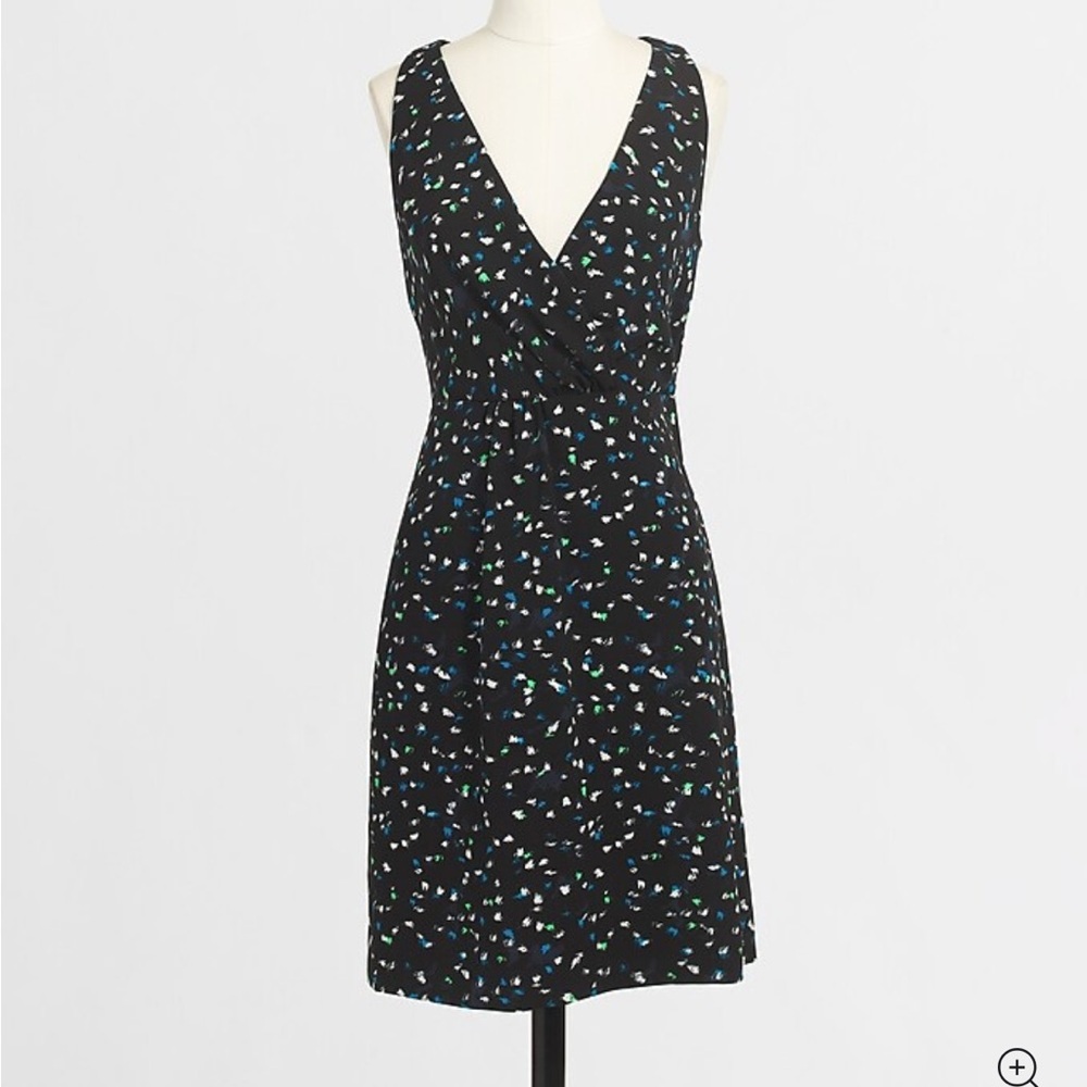 J.Crew Factory Wrap-Front Dress Painted Dots Black 12
